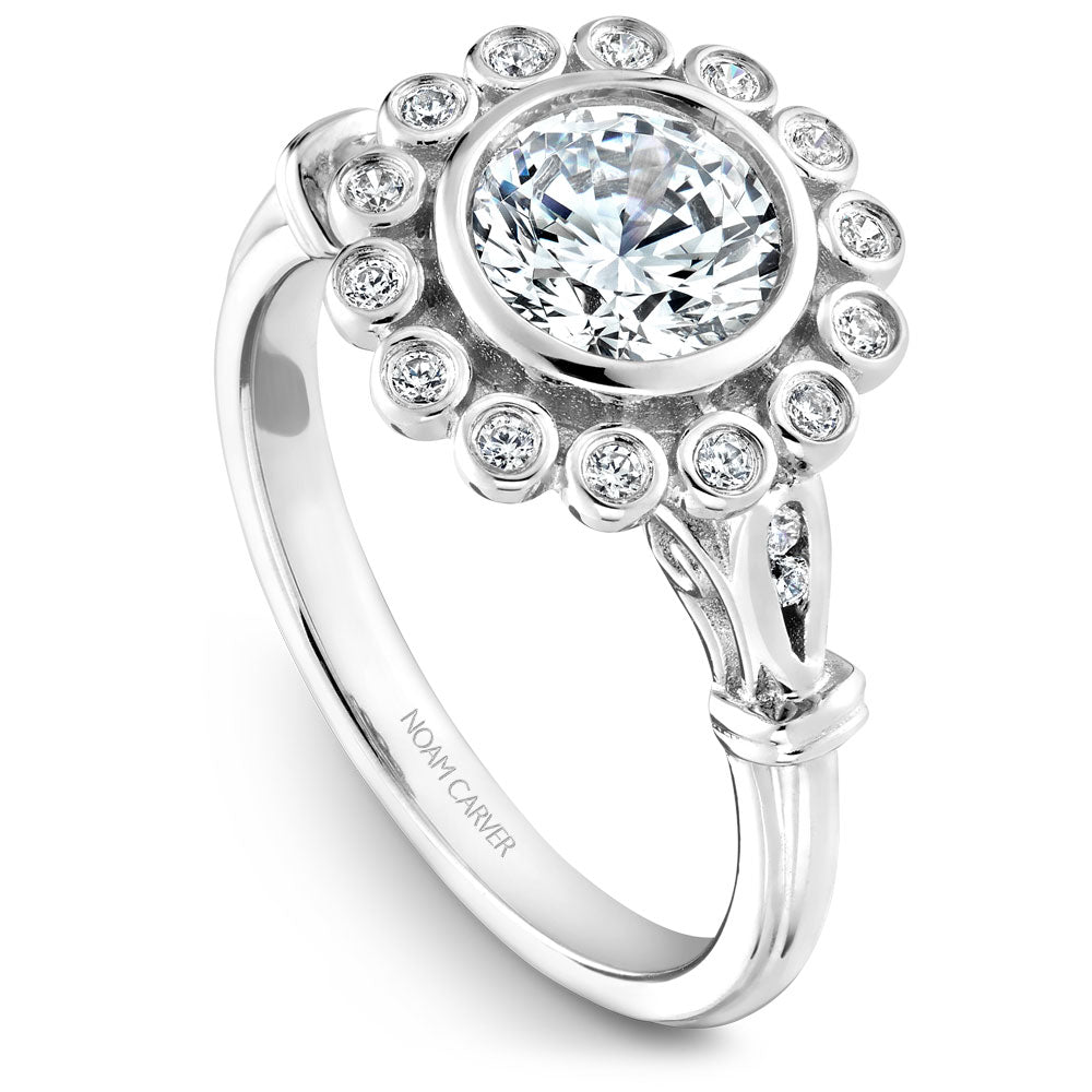 1.54 Ct. Round Cut Natural Diamond Natural Halo Pave Bezel Setting  Engagement Ring (GIA Certified) | Diamond Mansion